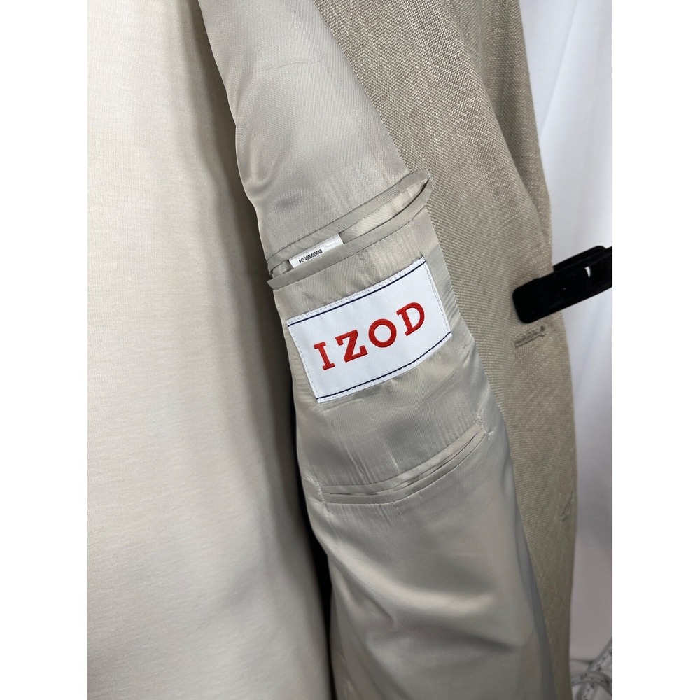 Linen Blend Summer Blazer 48 Long Khaki Taupe Izod Sports Coat Men's 48 Long EUC - Picture 8 of 13